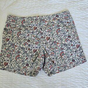 LOFT The Riviera Short White 4" Multi Color Floral & Butterfly Size 2